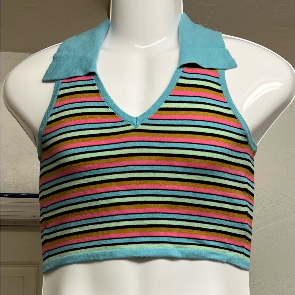 Multicolored striped polo half shirt